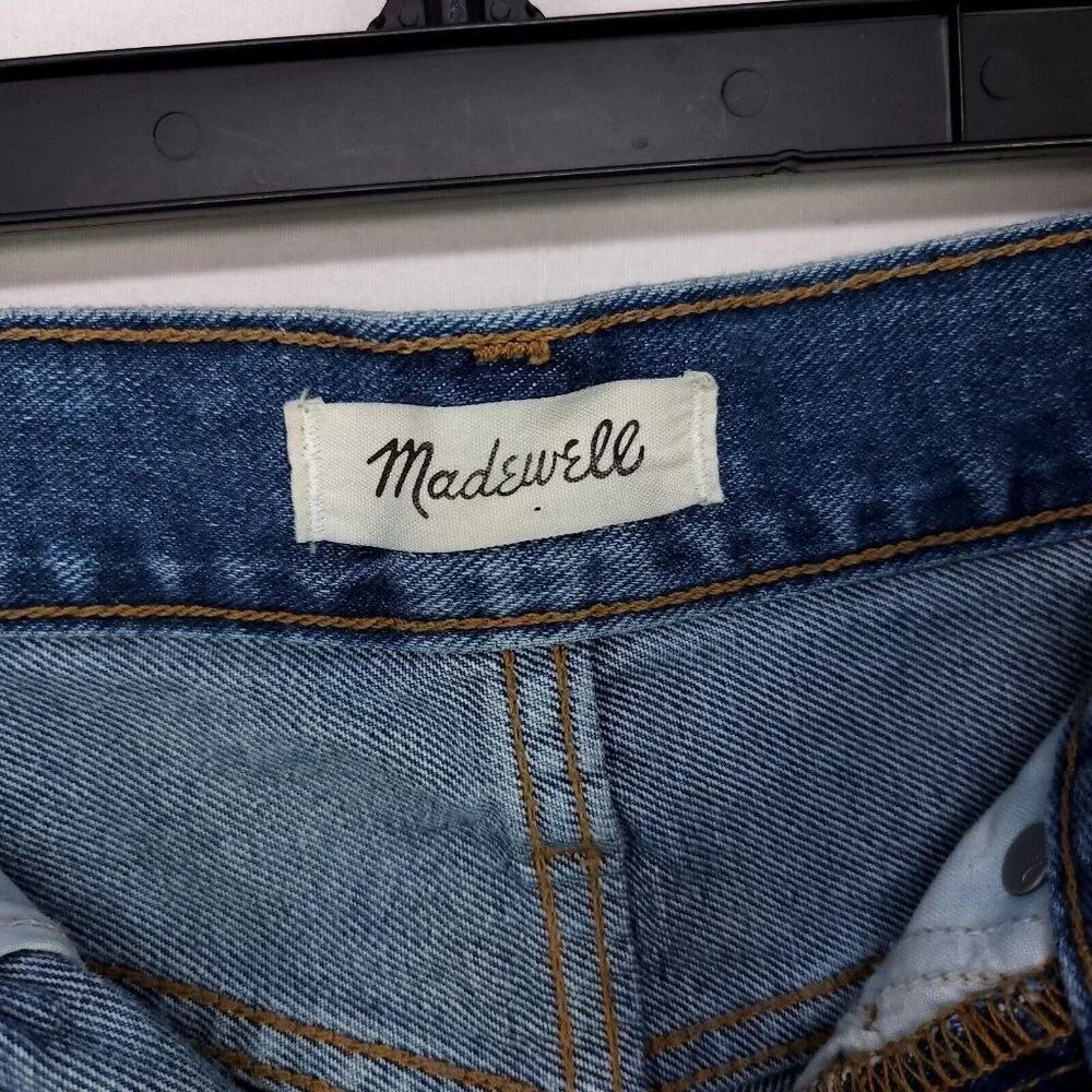 Madewell The Momjean Short Size 25 Women's Blue Denim Fringe High Rise - Picture 6 of 9
